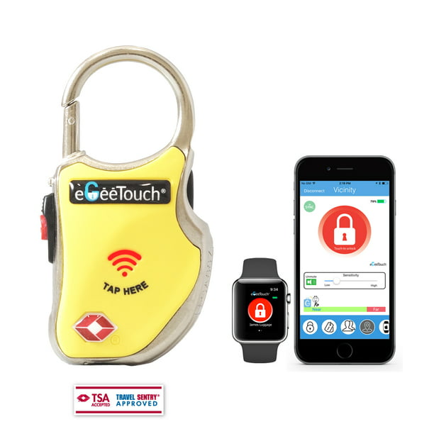 NFC eGeeTouch Smart TSA Luggage Lock with Patented Dual Access Tech Black 2 Pack Vicinity Tracking Bluetooth